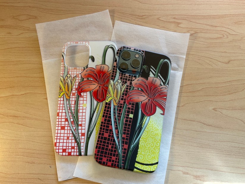 Two version of Spring Tulips on soft iPhone cases