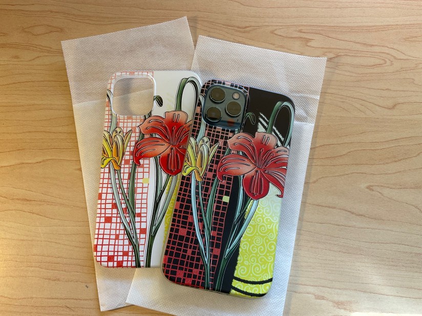 Two version of Spring Tulips on soft iPhone cases