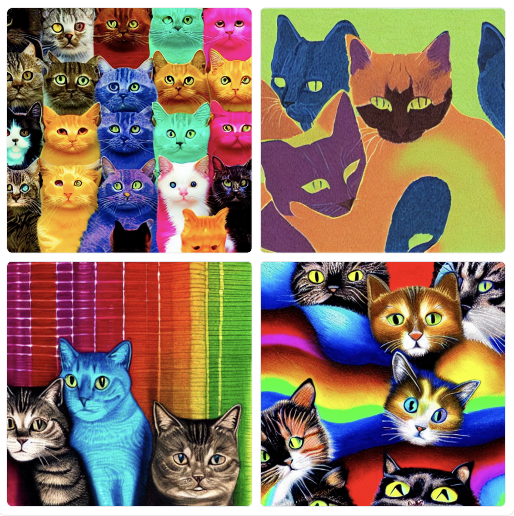 AI generated color spectrum made of cats