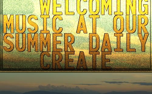 The DS106ers Album Cover: ocean sunset titled "Welcoming Music at our Summer Daily Create