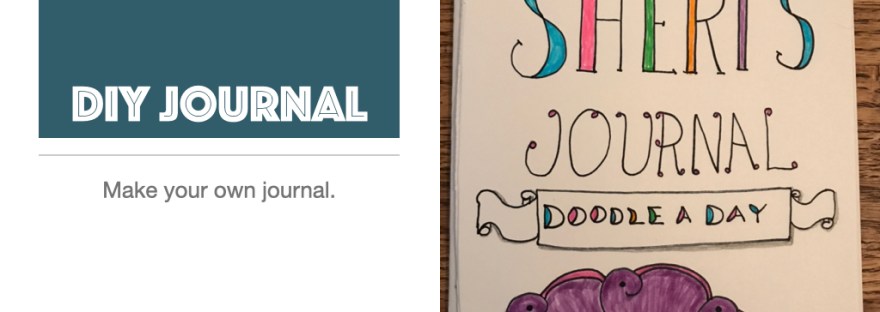 DIY Journal Make your own journal. Image of Sheri's Journal Doodle A Day with top border and flower blossom below