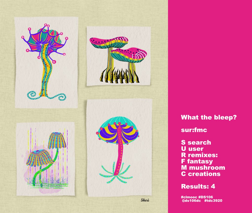 fantasy groovy funky mushrooms: 4 different ones