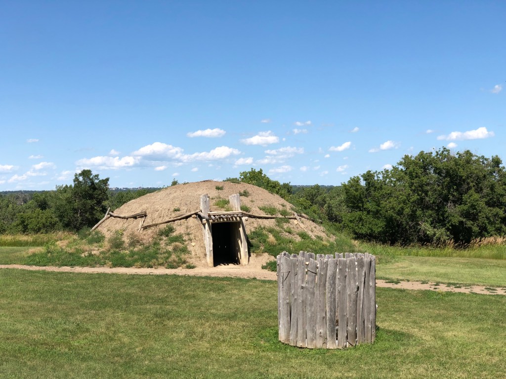 earth lodge of On A Slant Village with cottonwood supporting posts from Mandan, ND