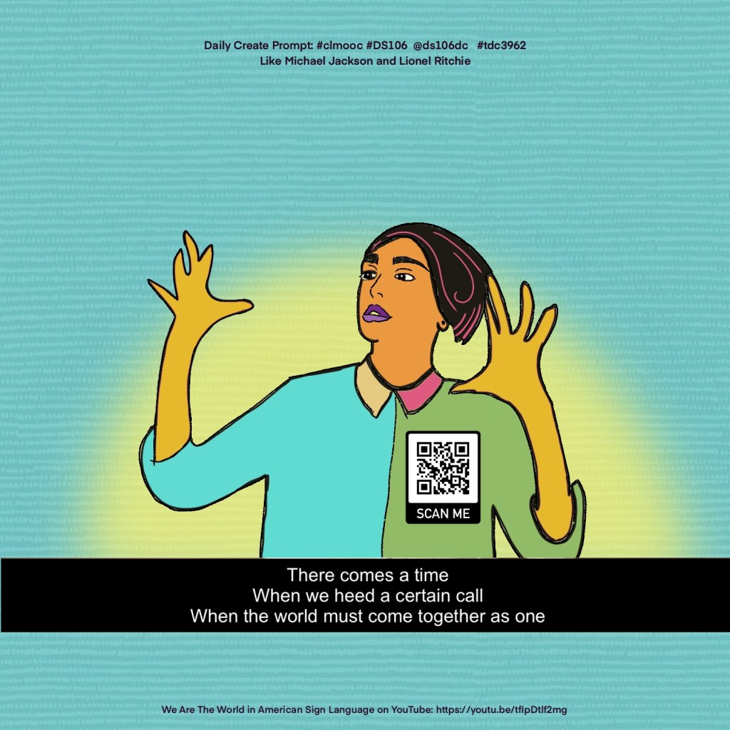 illustration of a young woman sharing words to song in American Sign Language