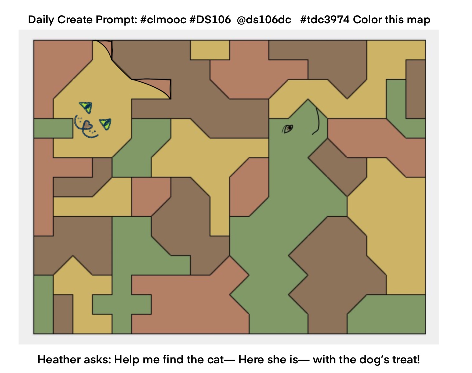 a puzzle in many colors with one looking like a dog and another a cat