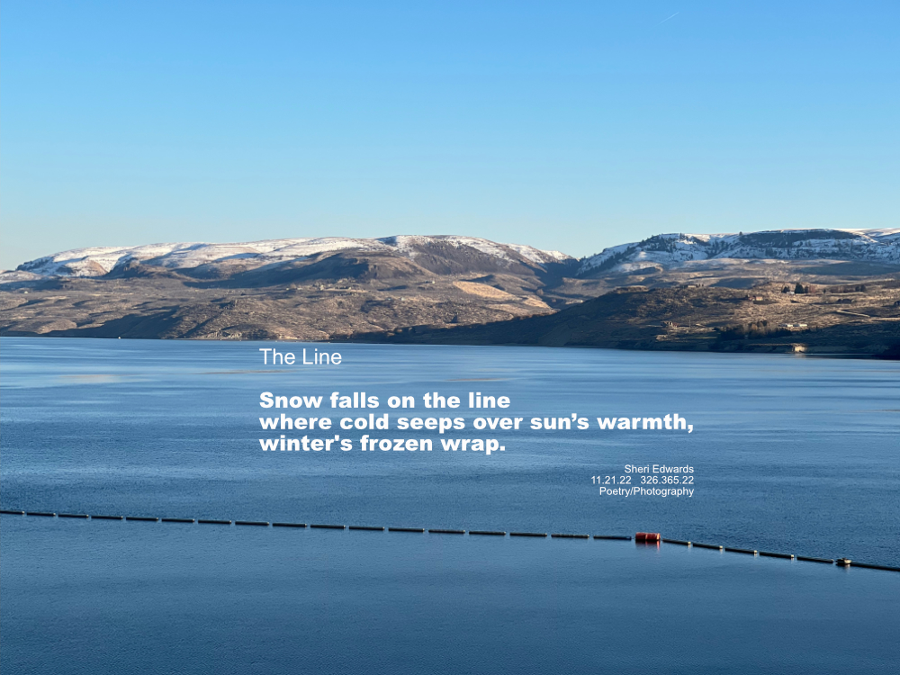 Lake Roosevelt National Recreation Area-- the reservoir/lake with snow-capped hillsides