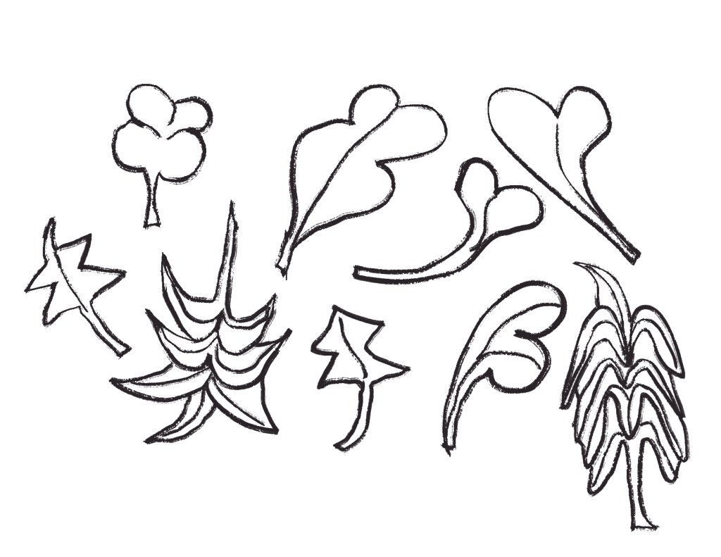 foliage stencils created using the number three