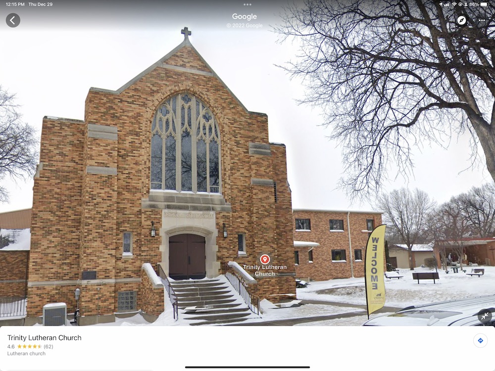 front of Trinity Lutheran Church