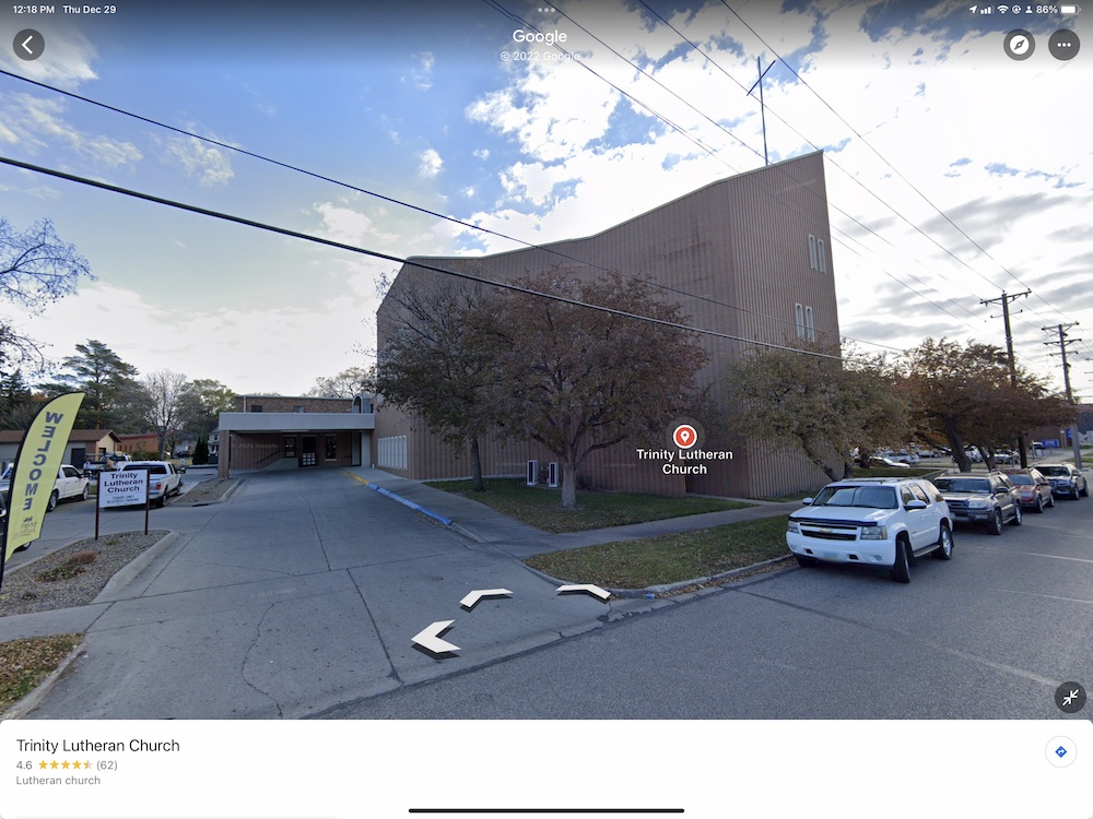 front of new Trinity Lutheran Church