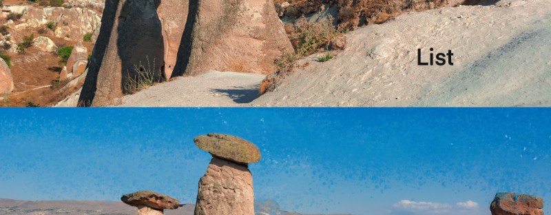 Fairy Chimneys of Turkey— upper as they list; lower remixed to be listless