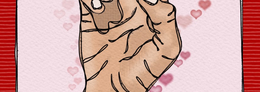 the hand— this one another contour with added bokeh hearts and frame