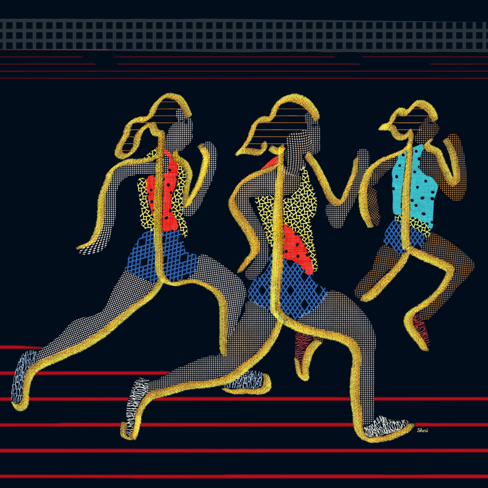 Abstract of runners on track