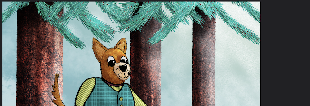 Messy style dog all dressed up for a country bike ride