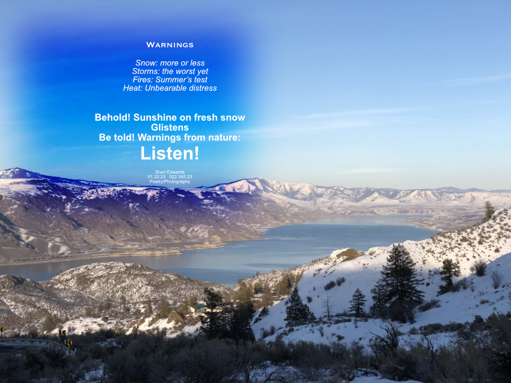 Sunshine on lightly blanketed snow around Lake Roosevelt National Recreation Area