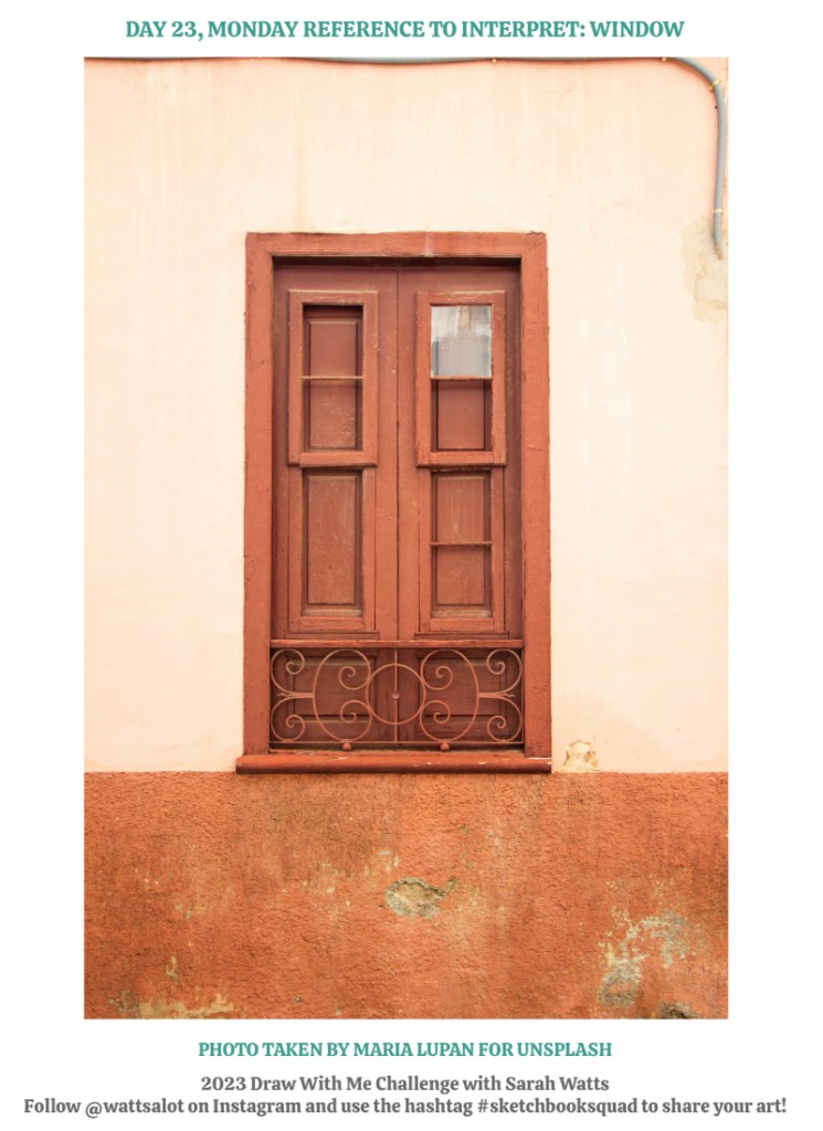 unique window on stucco house at street level