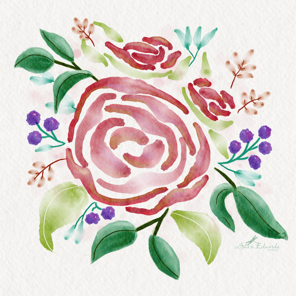 water color rose bouquet