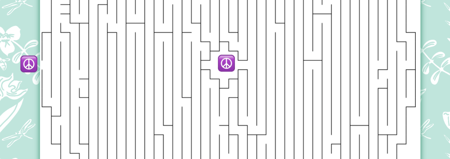 Maze a circle, a face, a world maze to the nose Half the World to Nose Because half the world knows Peace