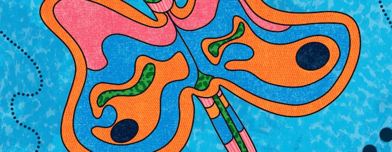 a quick, free draw of a butterfly in its free, bouncy path