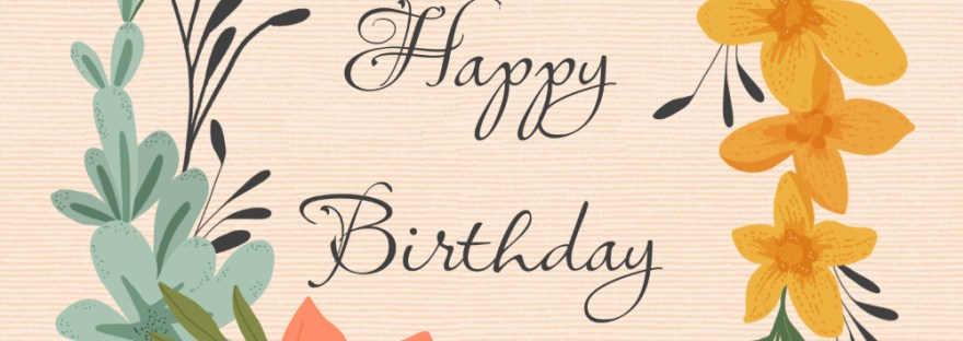 a flat floral style wreath with “Happy Birthday” for a friend