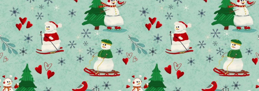 I revised my first draft with a lighter background and fewer trees in a variety of motifs, mixing and match from the assets I created. Snowman / Get Frosty #getfrosty snowmen, pine trees, hearts, mistletoe, snowballs, snowflakes, dangles, birds #3x3designchallenge and #sketchdesignrepeat #clmooc #febdoodle #warmup4art Sheri Edwards