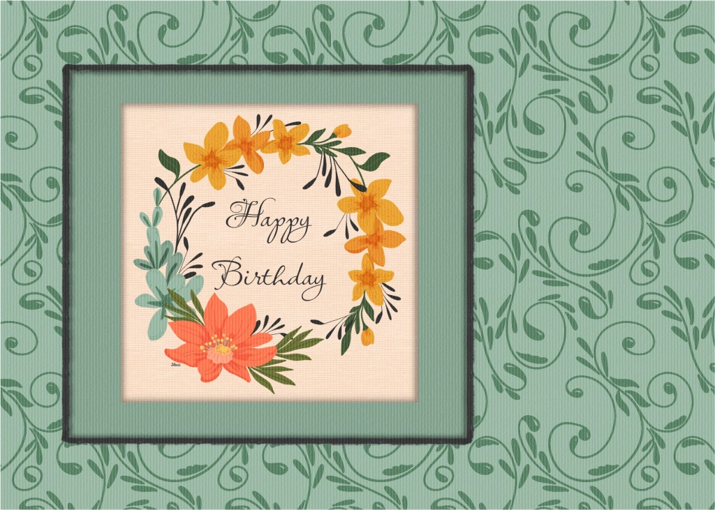 A Happy Birthday Card of Floral Wreath