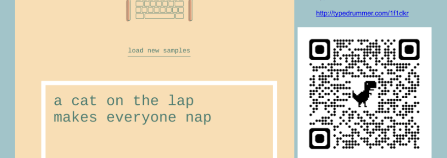 a cat on the lap makes everyone nap QR code to drummer interpretation of text from typedrummer.com http://typedrummer.com/1f1dkr