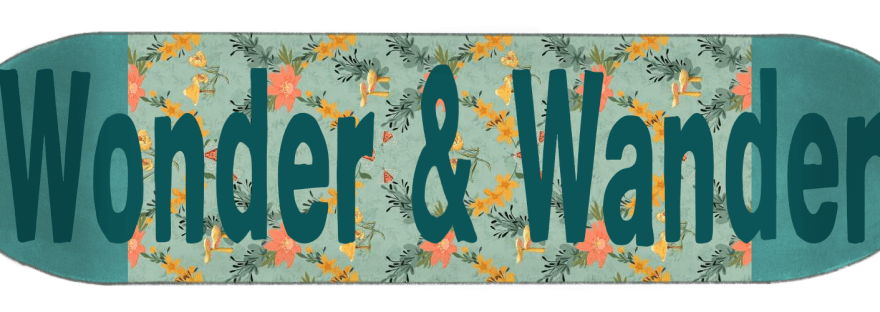 Skateboard deck: "Wonder and Wander" with a floral / fungi forest design
