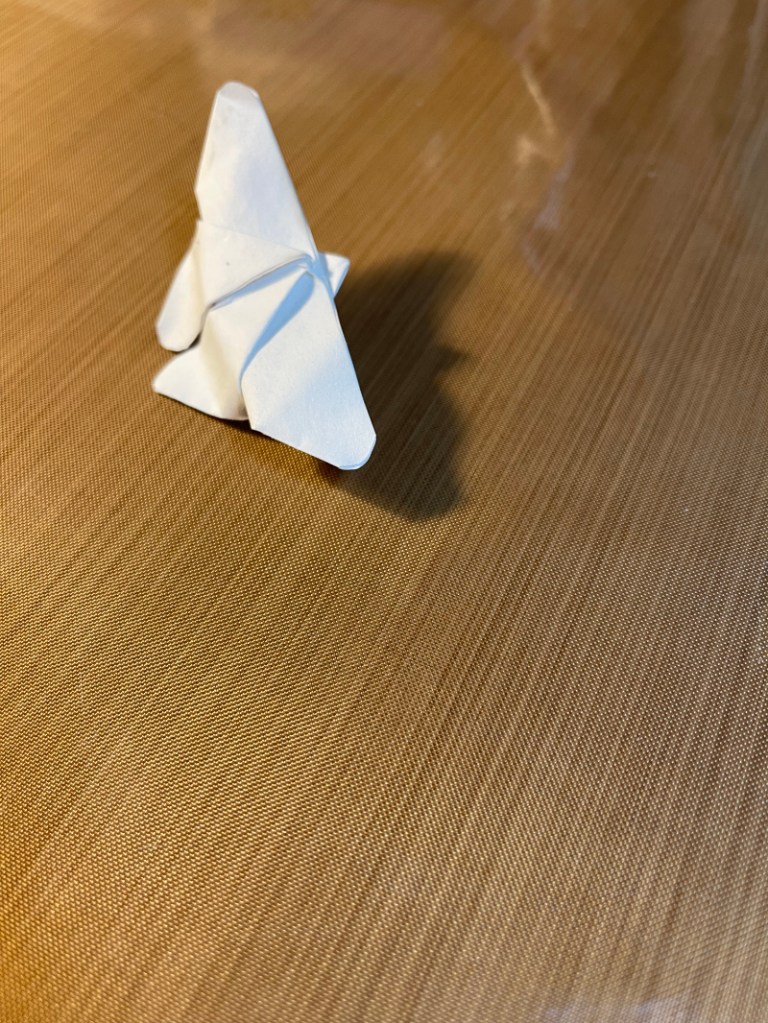 folding paper shadows
origami butterfly folded by granddaughter