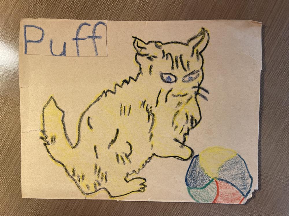 First Grade School Art [Follow the lines] Puff — AKA Dick and Jane