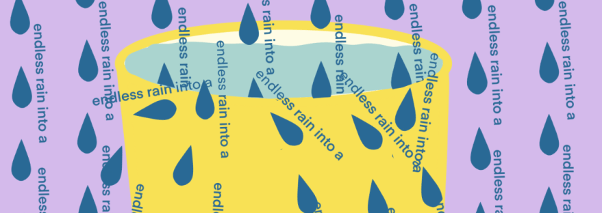 illustrated: words are flowing out like endless rain into a paper cup