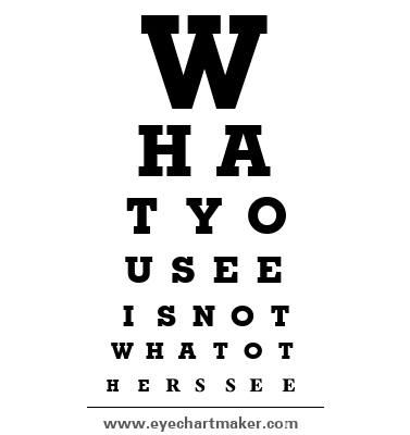 Eye Chart: What you see is not what others see. 