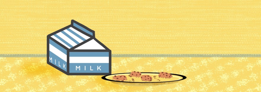 Illustration of Milk and chocolate chip cookies