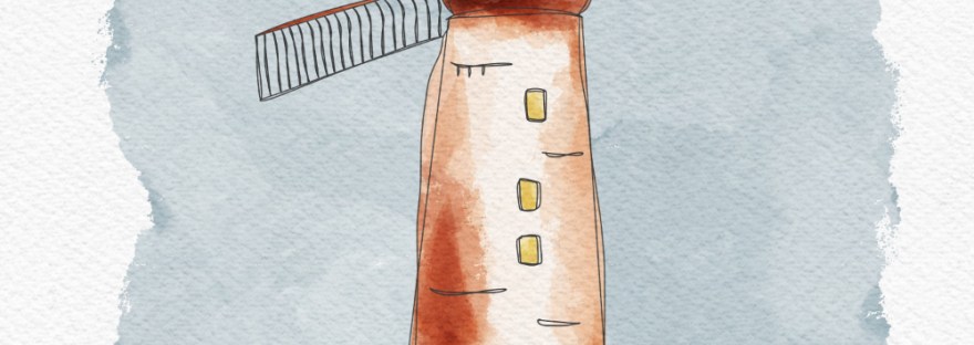 windmill in watercolor