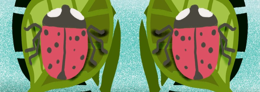 #MarchMake: Mirror -- stylized image of ladybug on leaf