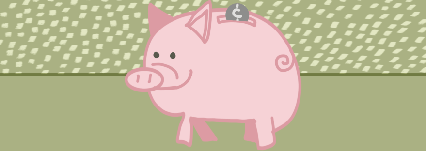 Coin falling into piggy bank