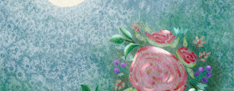 moon shining on the garden blossoms