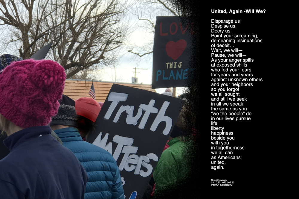 Marchers in peaceful protest for civil, human rights in 2018
“Truth Matters” “Love this Planet”