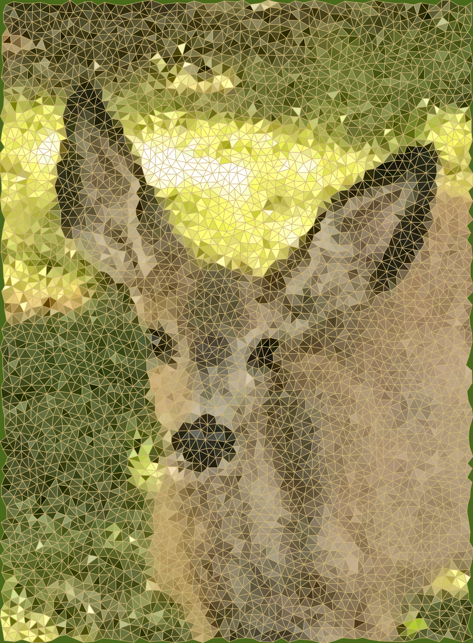 a mule deer teen at the door…Voroni style in geometry shapes