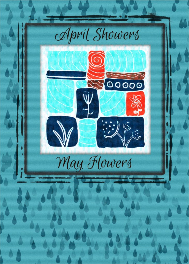 Raindrop card with abstract insert