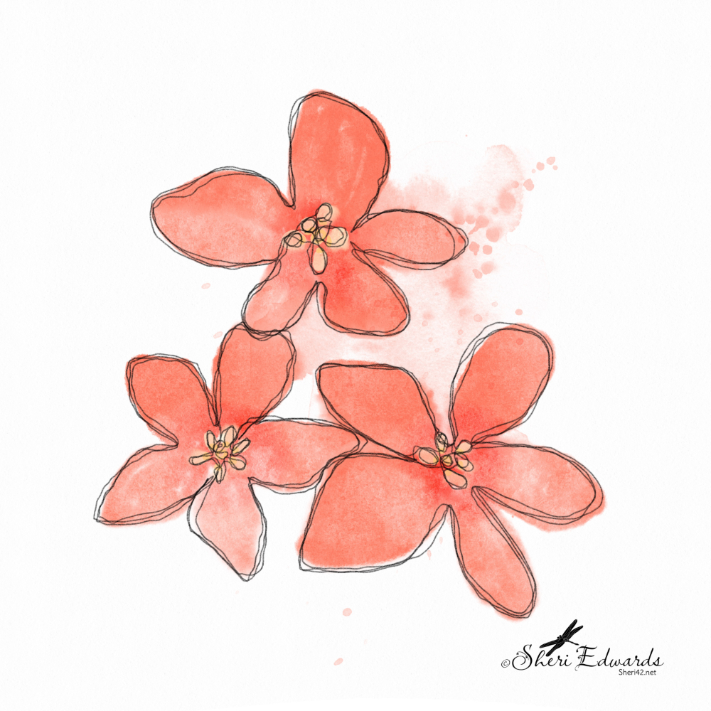 Digital Watercolor messy orange flowers with Teela Cunningham lesson