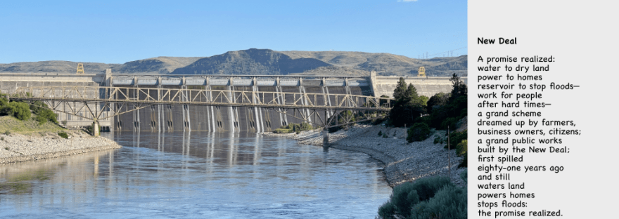 Grand Coulee Dam on the Columbia River: view from the north and Lake Rufus Woods