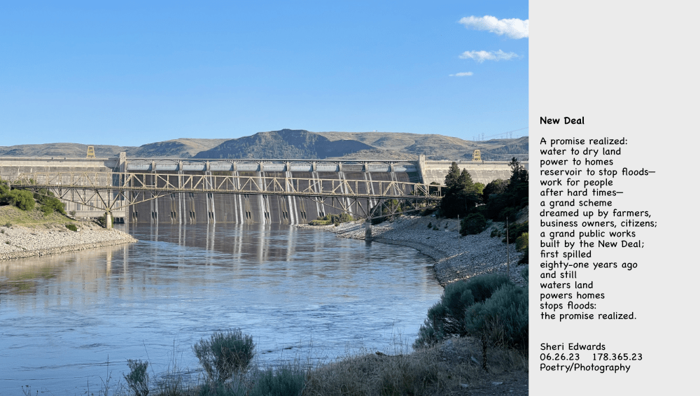 Grand Coulee Dam on the Columbia River: view from the north and Lake Rufus Woods