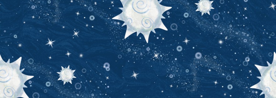 The sun with its family, ever twinkling in the night sky of the universe. Illustration by Sheri Edwards