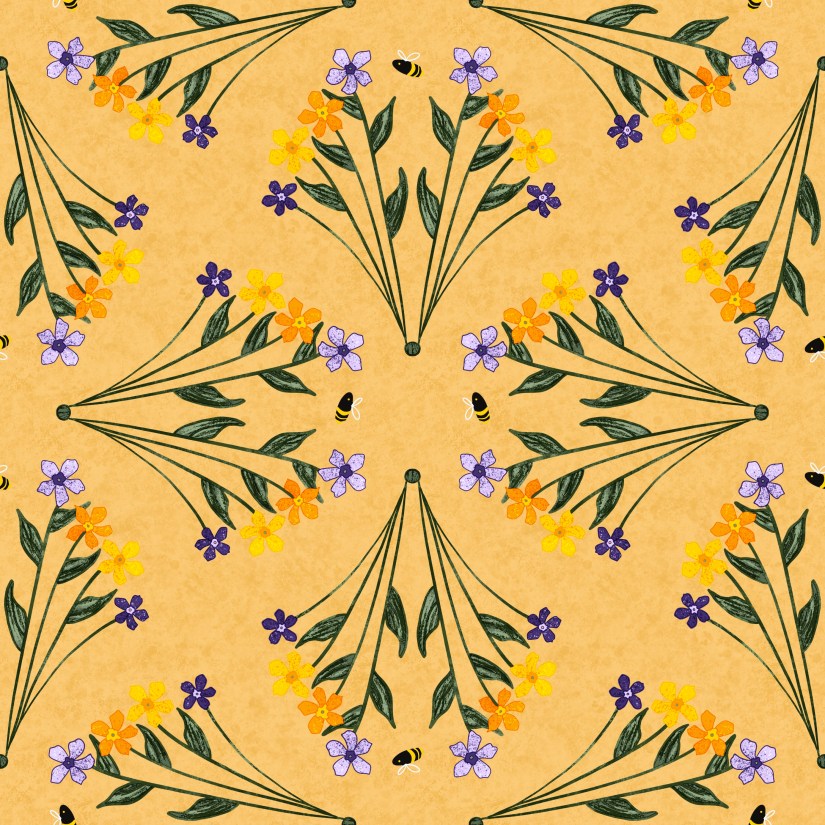 When the forest opens up so the sun shines through, the meadow of wild flowers brings pause and joy in its splendor. Illustration by Sheri Edwards