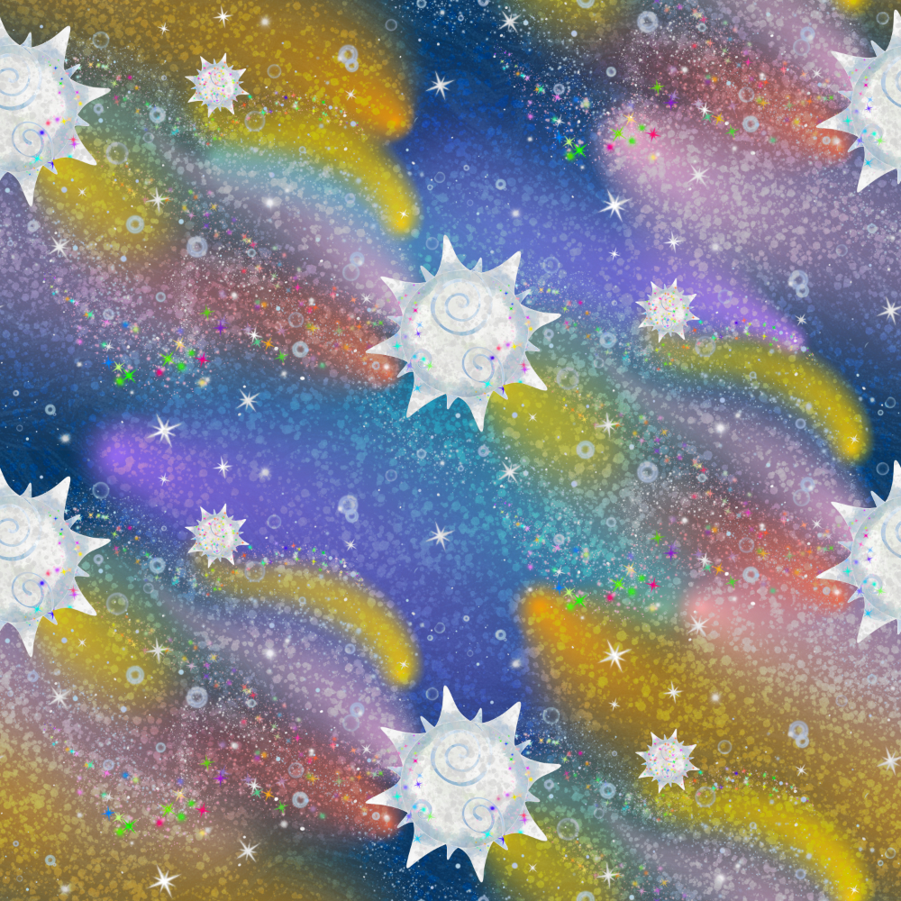 The night sky in all its colors as the solar wind disrupts magnetospheres creating auroras. Illustration by Sheri Edwards