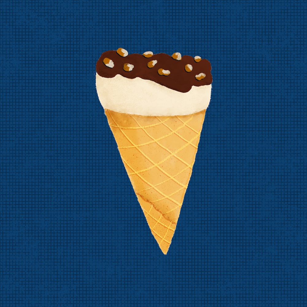 ice cream sundae cone, opaque
