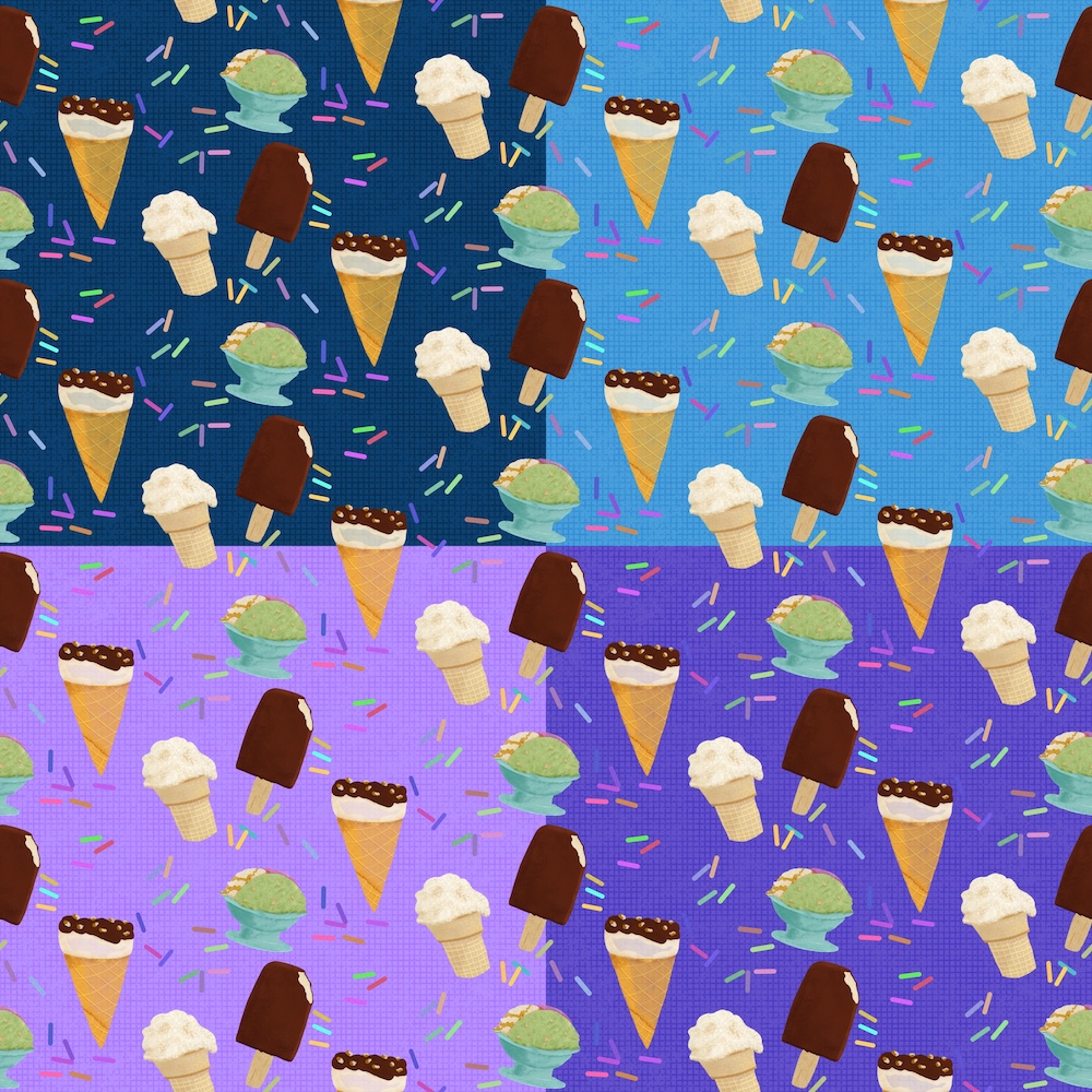 Zoom in on the darkest backgrounds to see the translucency of the ice cream sundae cone. This post explains how to fix the problem.