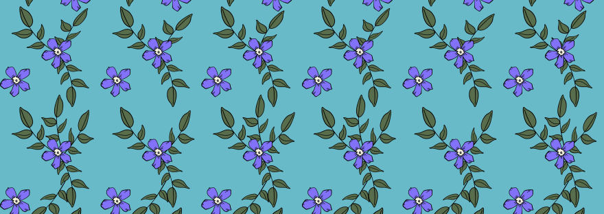periwinkle and leaves, with repetition in a repeating pattern [Sheri Edwards]