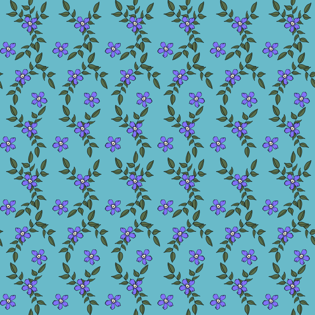 periwinkle and leaves, with repetition in a repeating pattern [Sheri Edwards]