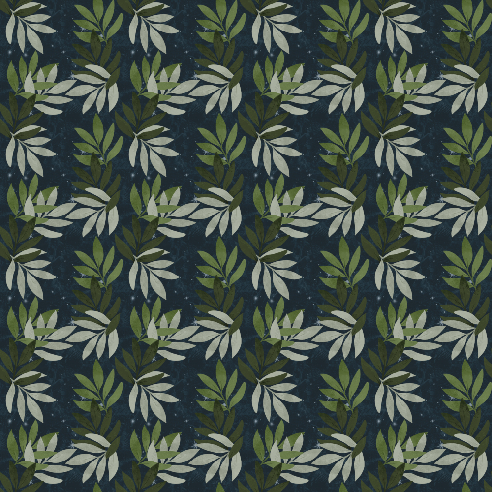 Cool off below the trees and view the stars in the universe through the leaves. Skies Above. Small  Illustration by Sheri Edwards